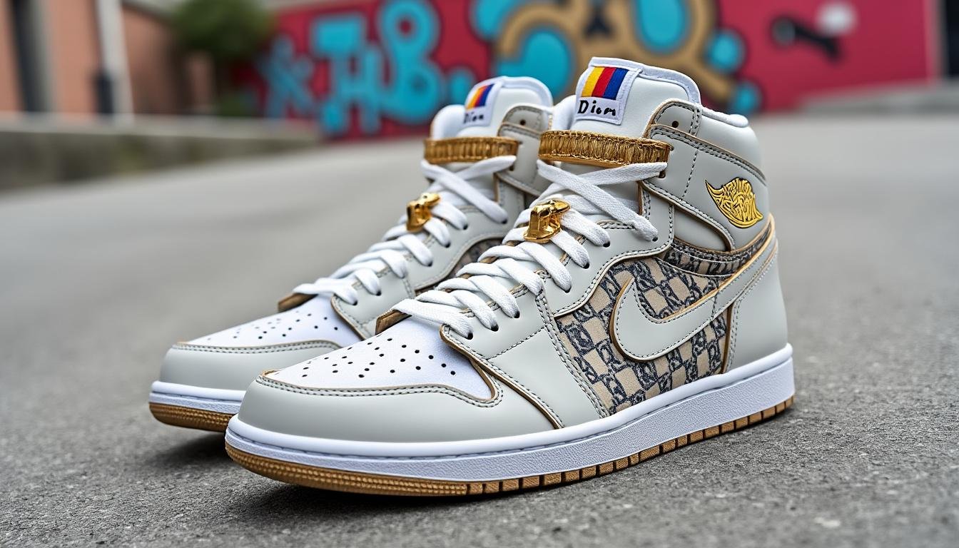 découvrez la collaboration exclusive entre dior et air jordan avec les air jordan 1 high, une fusion impeccable de luxe et de sport. ce modèle emblématique allie l'élégance de la haute couture au style audacieux des sneakers, créant ainsi une pièce maîtresse pour les amateurs de mode et de performance.