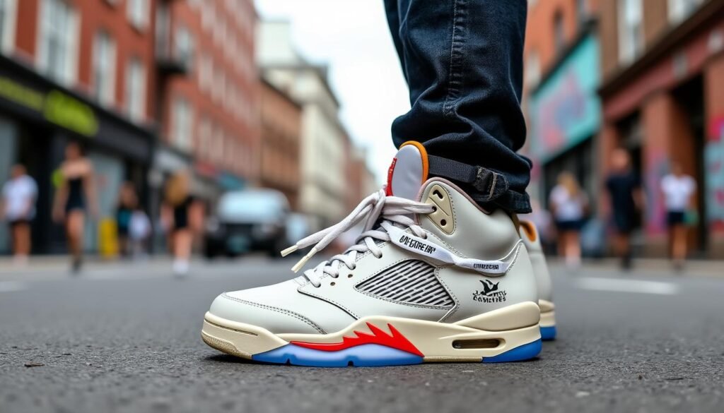 découvrez la réédition tant attendue de l'off-white x air jordan 5 'muslin'. une fusion unique entre le streetwear et la culture sneaker, un design innovant qui transcende les tendances. ne manquez pas cette collaboration emblématique!